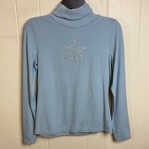 Escada Sport Snowflake Turtleneck Knit Top Womens Size Medium Cotton Winter
